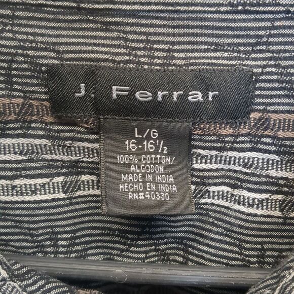 J Ferrar Button Down Striped Shirt Mens Size Large - Picture 5 of 8